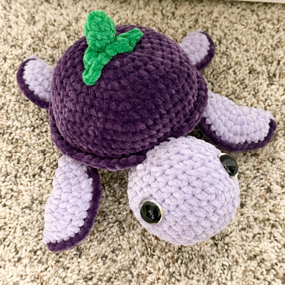 Handmade Crochet Fruit Turtle, Amigurumi turtle, Crochet Stuffed turtle, grape